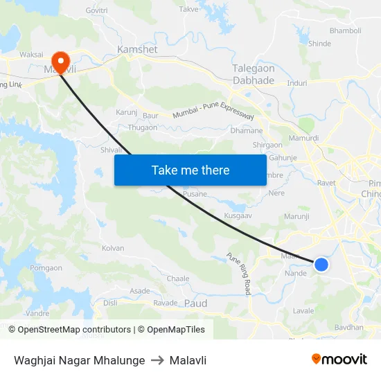 Waghjai Nagar Mhalunge to Malavli map