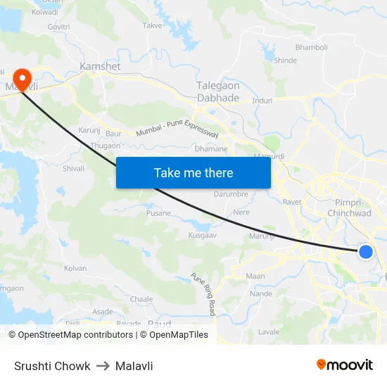 Srushti Chowk to Malavli map