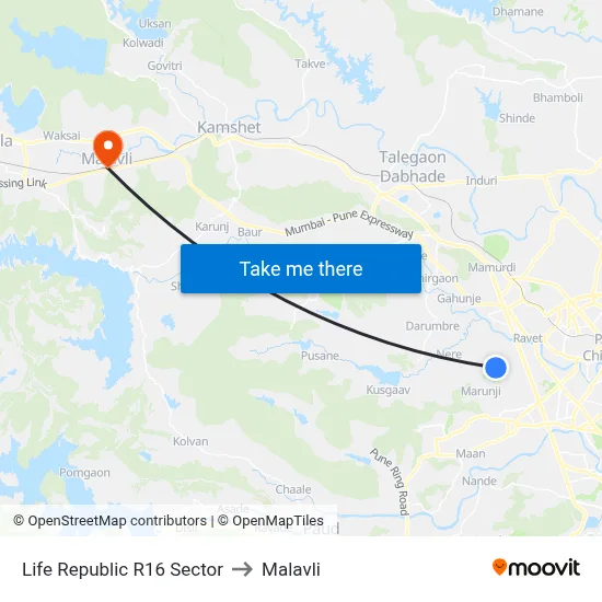 Life Republic R16 Sector to Malavli map