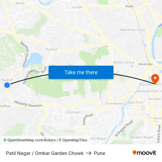 Patil Nagar / Omkar Garden Chowk to Pune map
