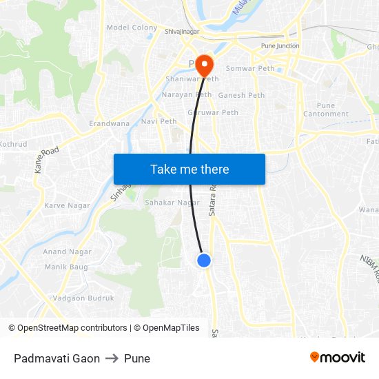 Padmavati Gaon to Pune map