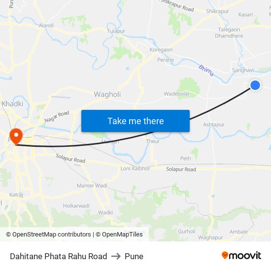 Dahitane Phata Rahu Road to Pune map