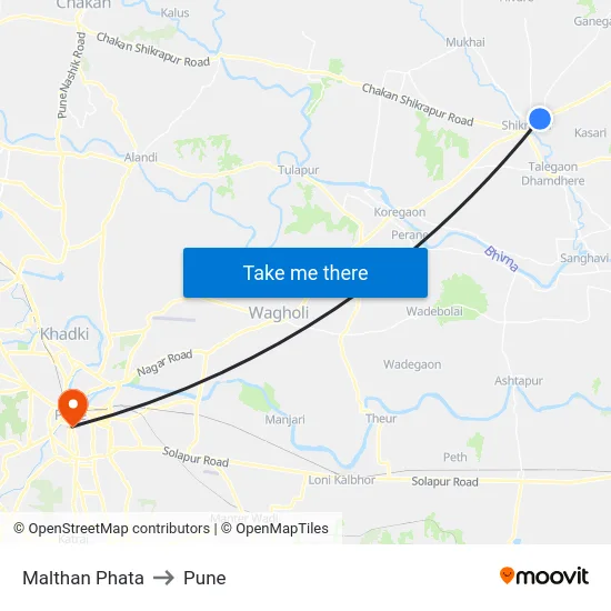 Malthan Phata to Pune map