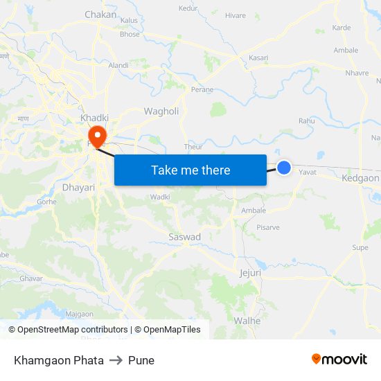 Khamgaon Phata to Pune map