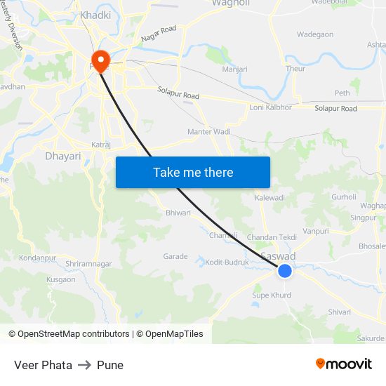 Veer Phata to Pune map