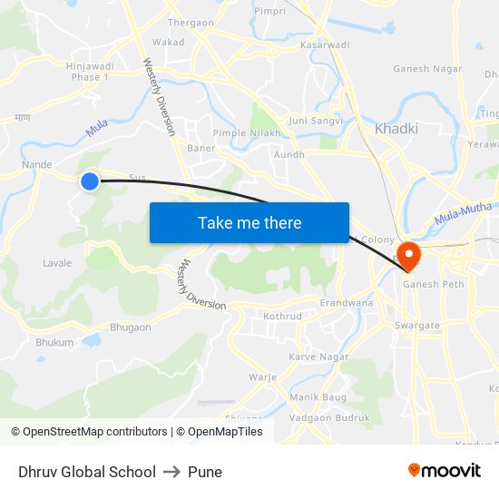 Dhruv Global School to Pune map