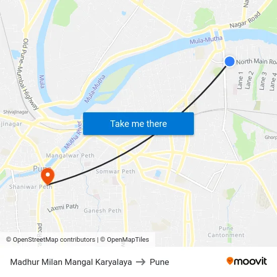 Madhur Milan Mangal Karyalaya to Pune map