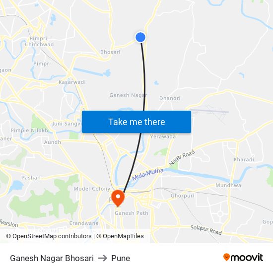 Ganesh Nagar Bhosari to Pune map