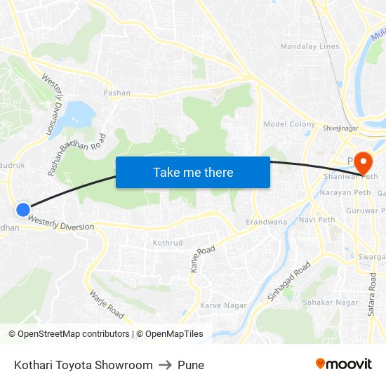 Kothari Toyota Showroom to Pune map