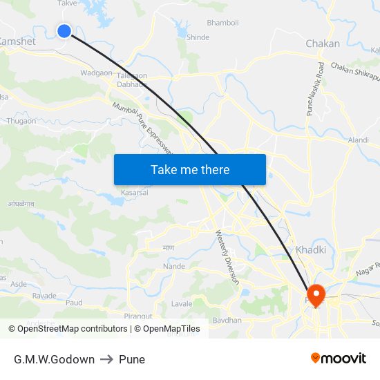 G.M.W.Godown to Pune map