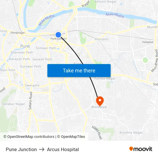 Pune Junction to Arcus Hospital map