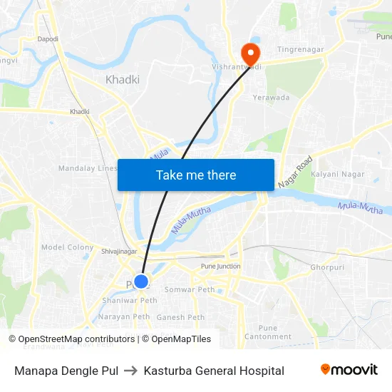 Ma.Na.Pa Dengle Pul to Kasturba General Hospital map