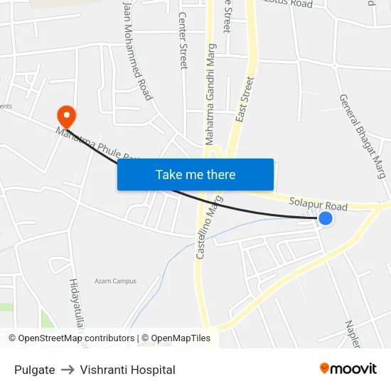 Mahatma Gandhi Bus Stand Pulgate to Vishranti Hospital map