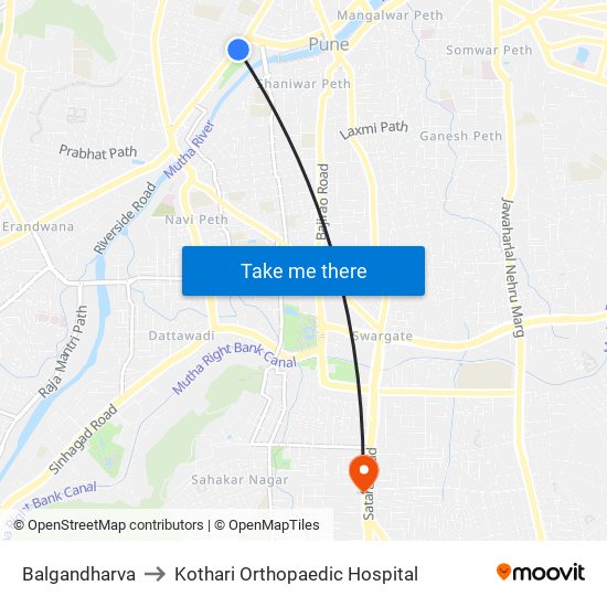 Balgandharva to Kothari Orthopaedic Hospital map