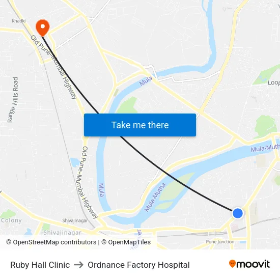 Ruby Hall Clinic to Ordnance Factory Hospital map