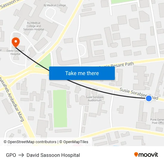 GPO to David Sassoon Hospital map
