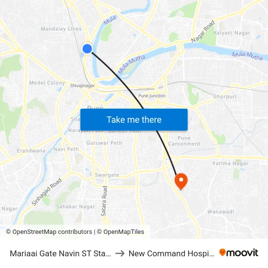Mariaai Gate Navin ST Stand to New Command Hospital map