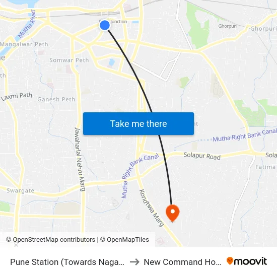 Pune Station (Towards Nagar Road) to New Command Hospital map