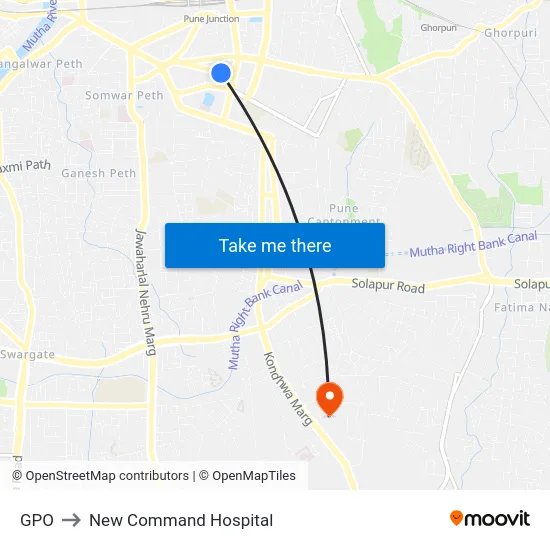 GPO to New Command Hospital map