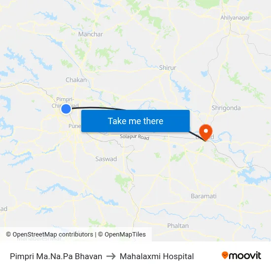 Pimpri Ma.Na.Pa Bhavan to Mahalaxmi Hospital map
