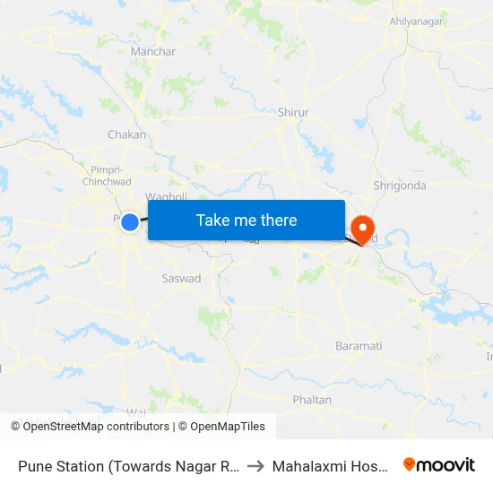 Pune Station (Towards Nagar Road) to Mahalaxmi Hospital map