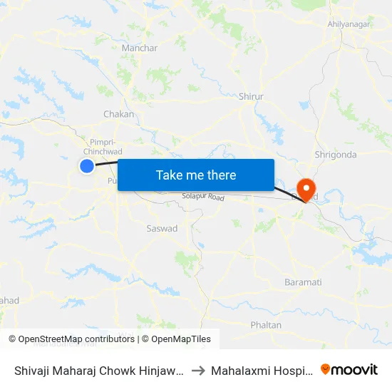 Shivaji Maharaj Chowk Hinjawadi to Mahalaxmi Hospital map