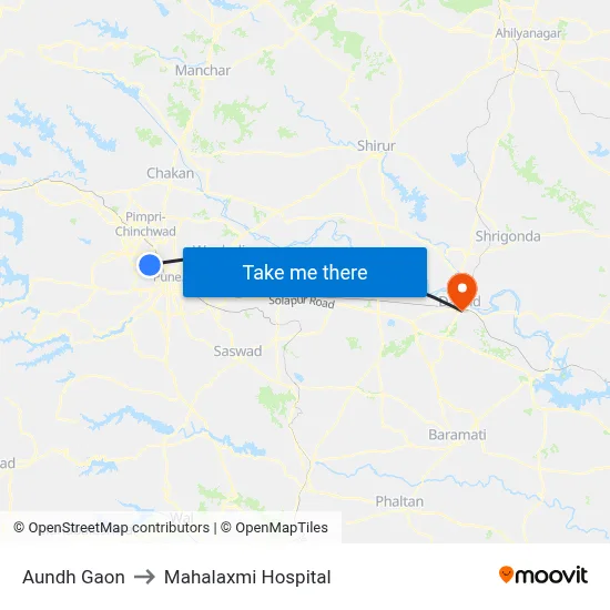 Aundh Gaon to Mahalaxmi Hospital map