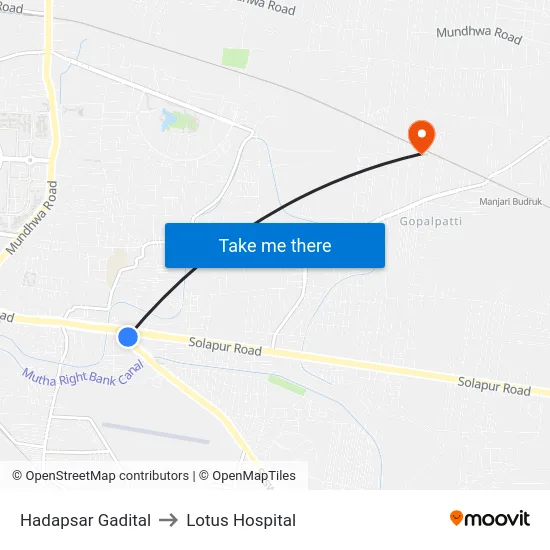 Hadapsar Gadital to Lotus Hospital map