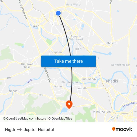 Nigdi to Jupiter Hospital map