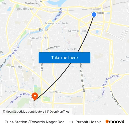Pune Station (Towards Nagar Road) to Purohit Hospital map