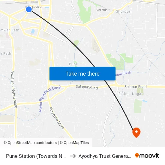 Pune Station (Towards Nagar Road) to Ayodhya Trust General Hospital map