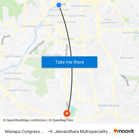 Manapa Congress Bhavan to Jeevandhara Multispeciality Hospital map