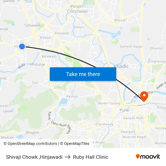Shivaji Chowk ,Hinjawadi to Ruby Hall Clinic map