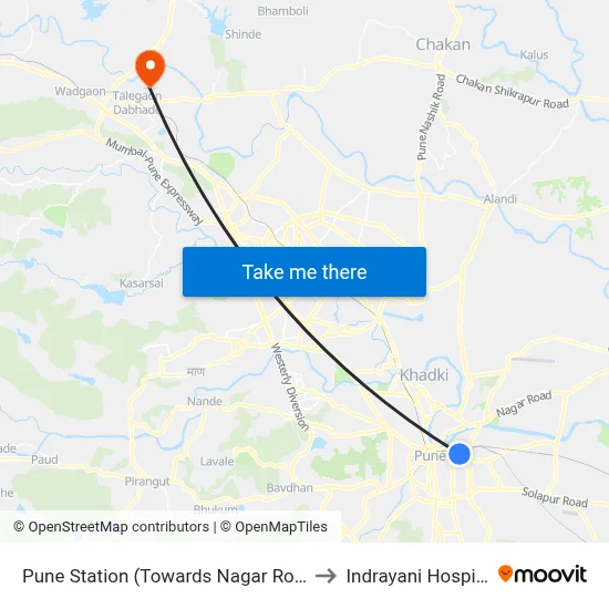 Pune Station (Towards Nagar Road) to Indrayani Hospital map