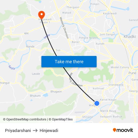Priyadarshani to Hinjewadi map