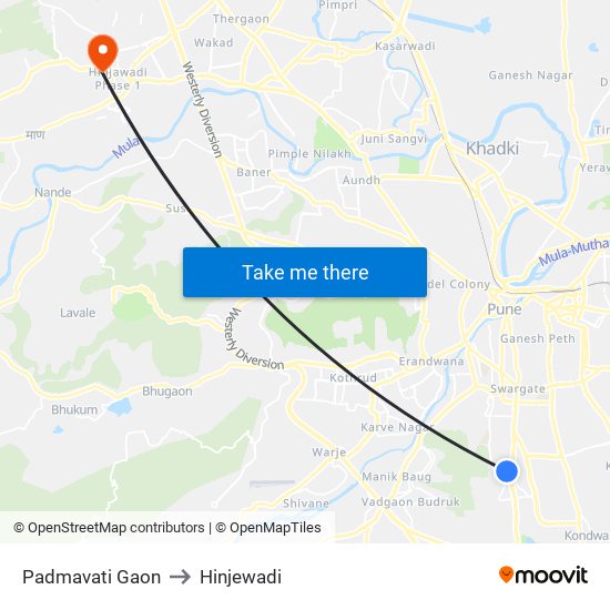 Padmavati Gaon to Hinjewadi map