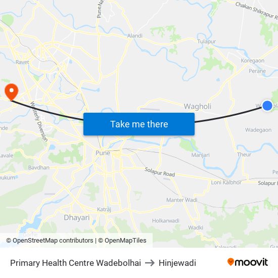 Primary Health Centre Wadebolhai to Hinjewadi map