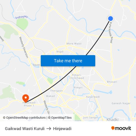 Gaikwad Wasti Kuruli to Hinjewadi map