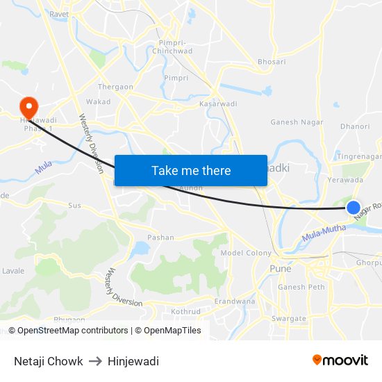 Netaji Chowk to Hinjewadi map