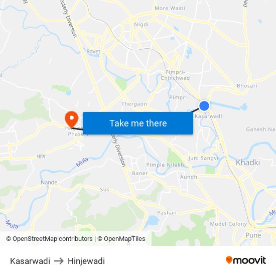 Kasarwadi to Hinjewadi map