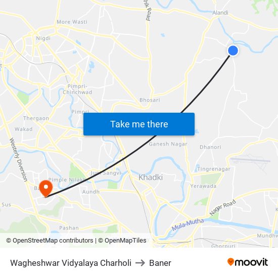 Wagheshwar Vidyalaya Charholi to Baner map