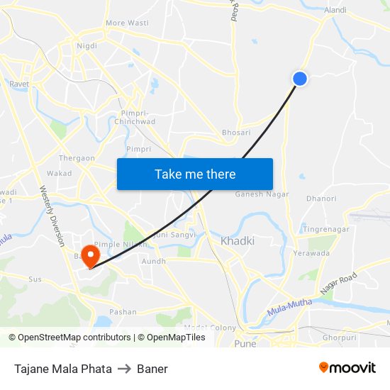 Tajane Mala Phata to Baner map