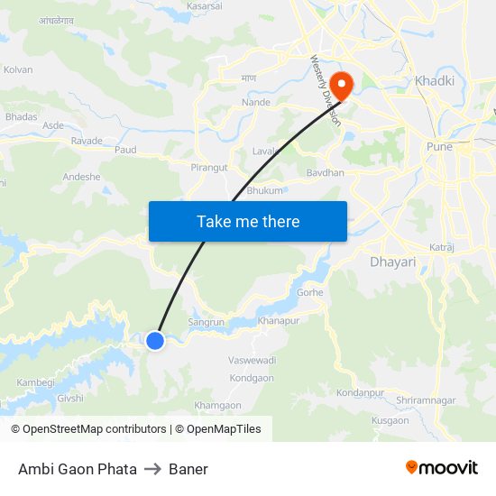 Ambi Gaon Phata to Baner map