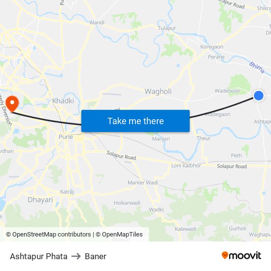 Ashtapur Phata to Baner map