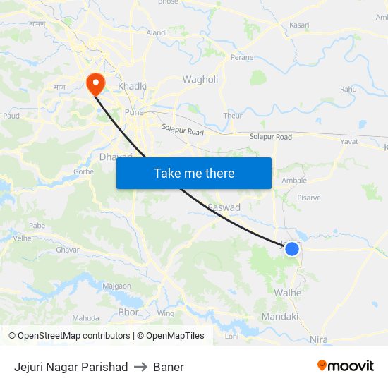 Jejuri Nagar Parishad to Baner map