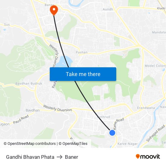 Gandhi Bhavan Phata to Baner map