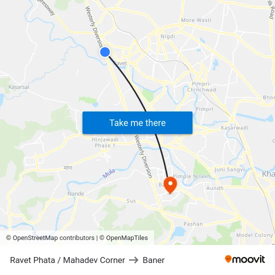 Ravet Phata / Mahadev Corner to Baner map