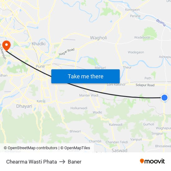 Chearma Wasti Phata to Baner map