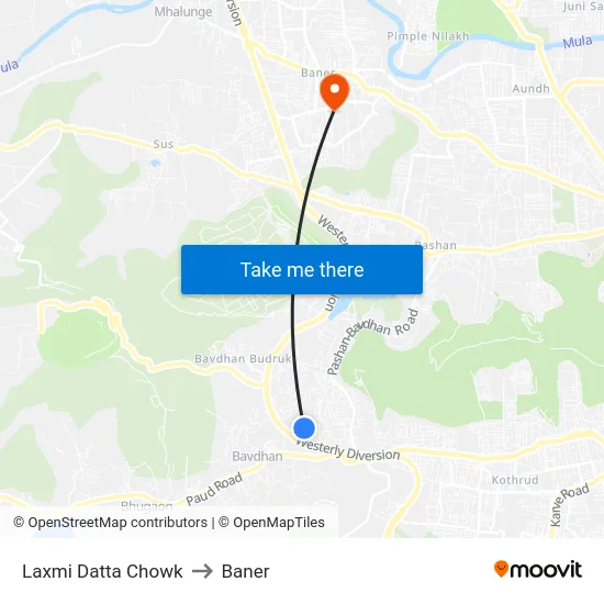 Laxmi Datta Chowk to Baner map