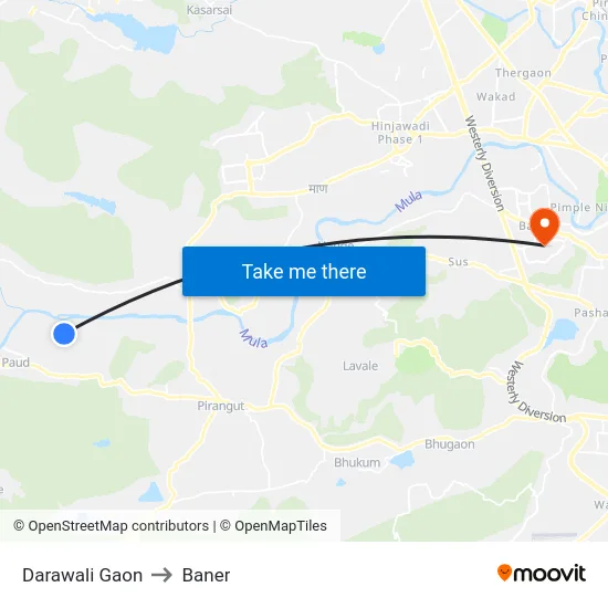 Darawali Gaon to Baner map